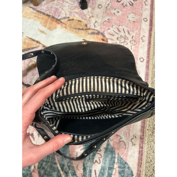 Y2K VTG Black Crossbody Purse Bag Studded Silver Satchel Indie Retro Boho - Picture 4 of 10